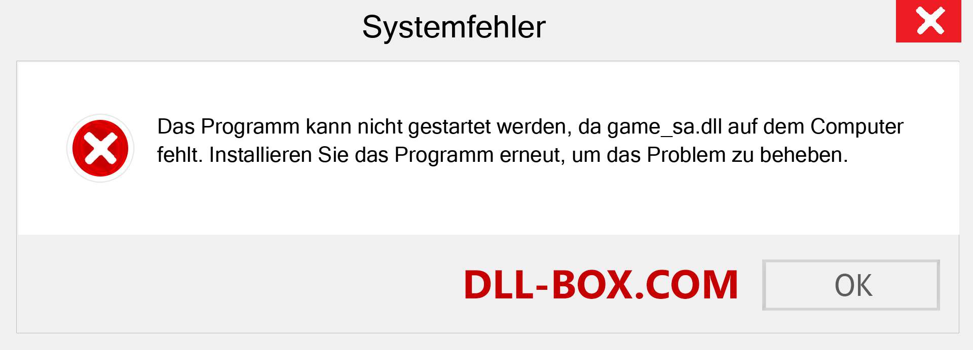 game_sa.dll-Datei fehlt?. Download für Windows 7, 8, 10 - Fix game_sa dll Missing Error unter Windows, Fotos, Bildern